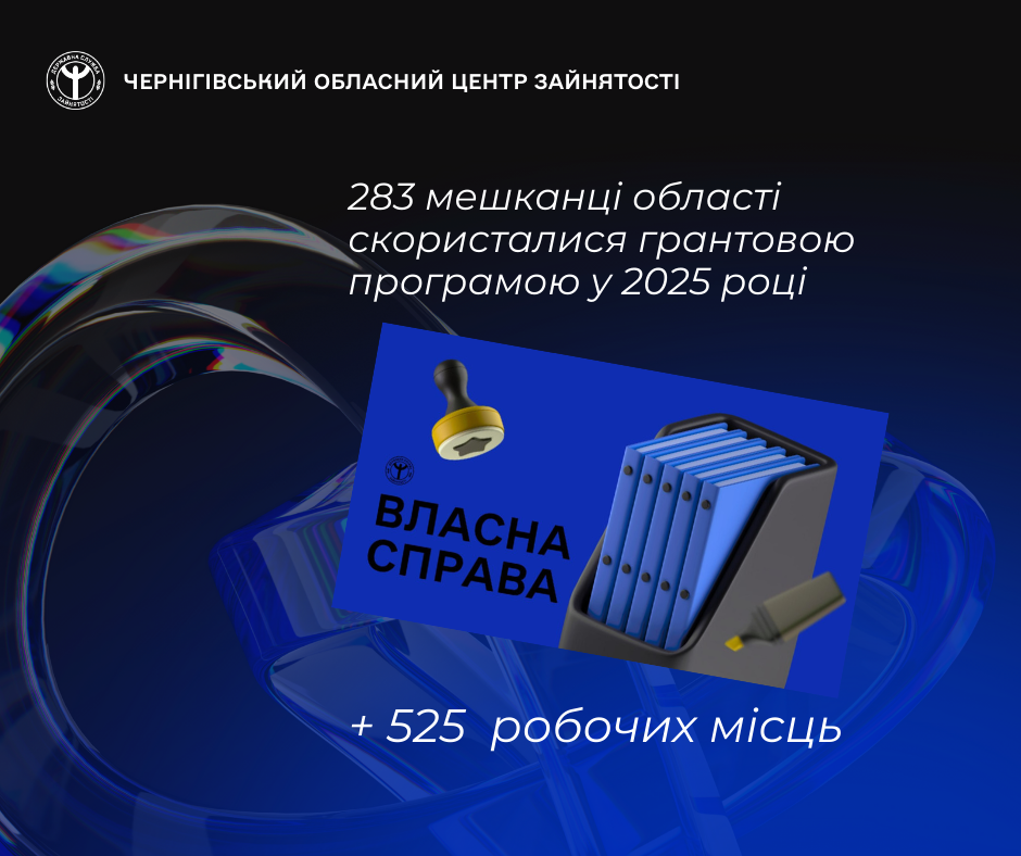 «Власна справа»: у 2025 році гранти отримали 283 мешканці Чернігівщини, що передбачає понад 500 робочих місць