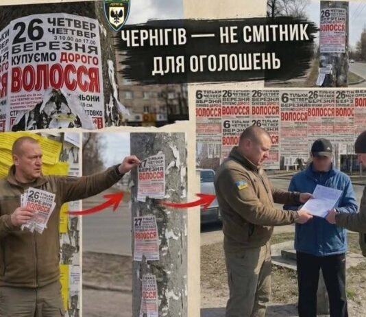Розклеював рекламу купівлі волосся в Чернігові: як покарали порушника