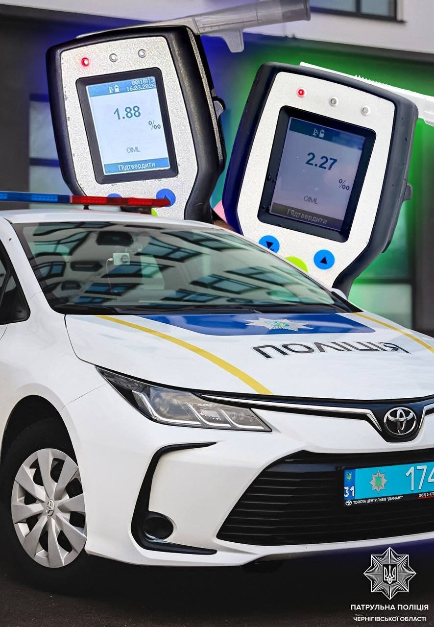 Під час комендантської години патрульні зупинили двох нетверезих водії на Чернігівщині