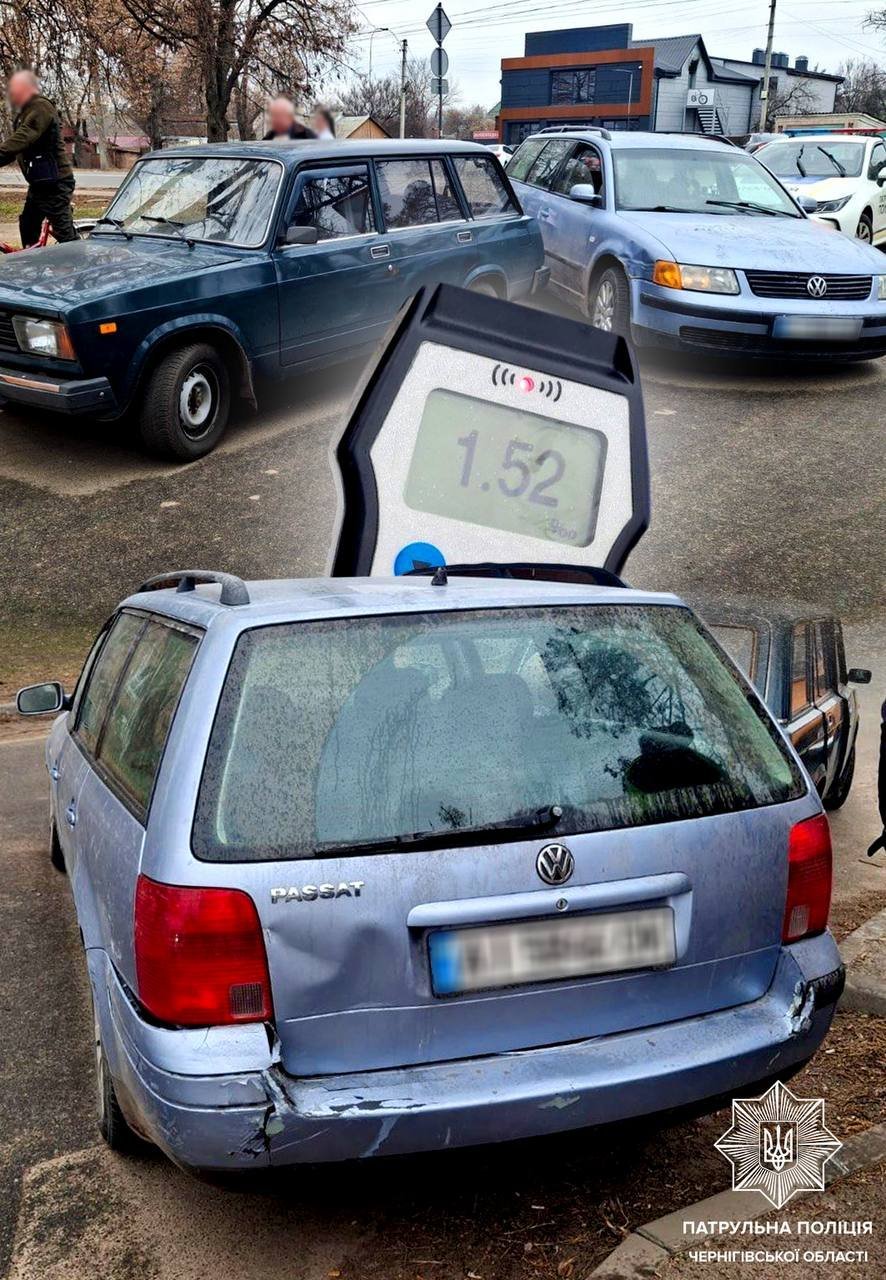 У Чернігові п‘яна їзда завершилася ДТП: водій перевищив норму алкоголю у понад 7 разів