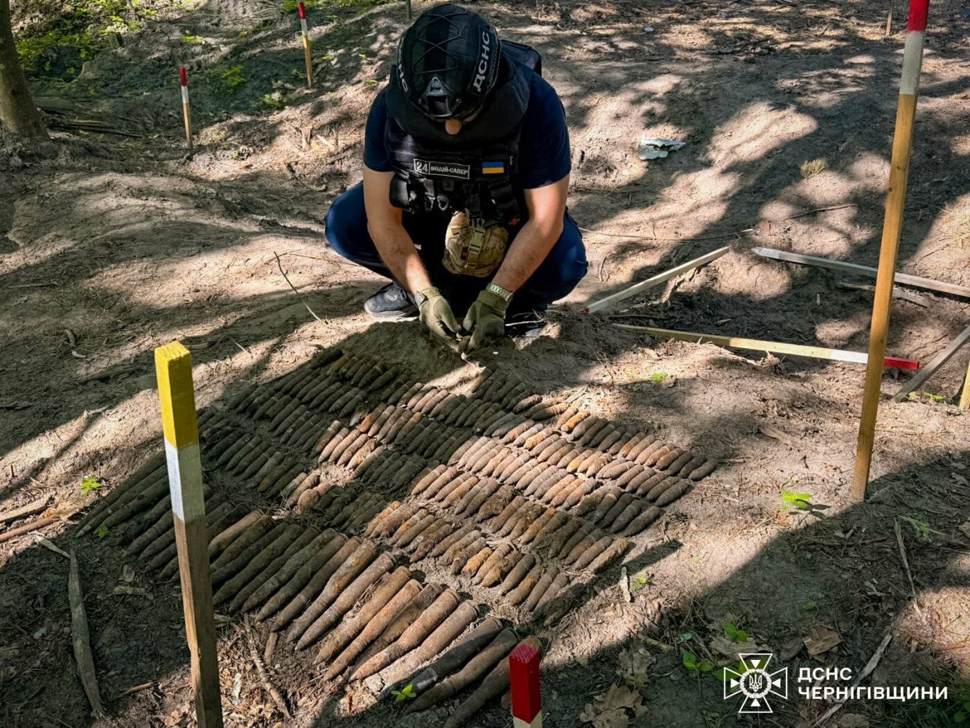 На Чернігівщині знайшли 210 артилерійських снарядів калібру 23 мм