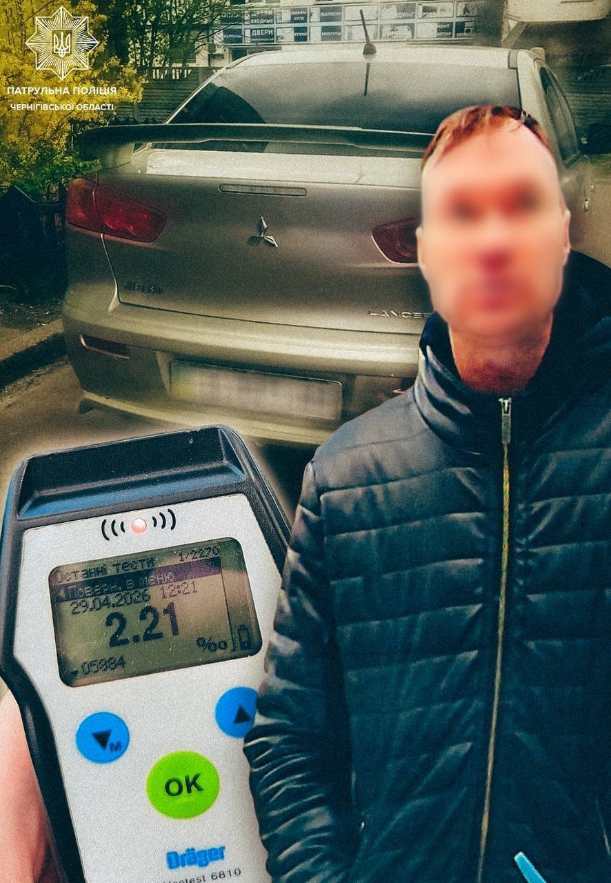 Не вперше сідає за кермо п‘яним: у Чернігові зупинили водія з 2,21 проміле