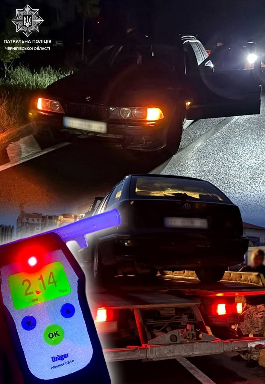 Їздив Черніговом п‘яним у комендантську годину: водій BMW «надув» 2,14 проміле