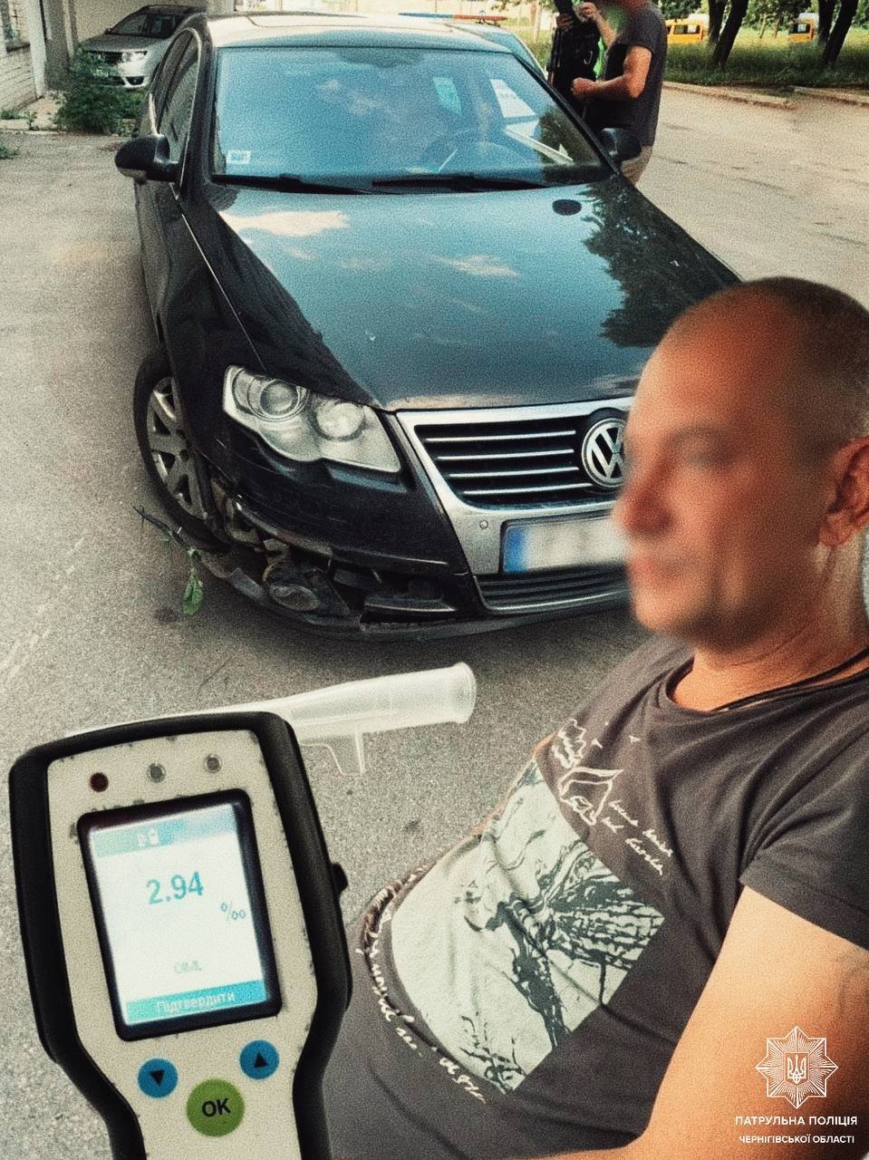 За кермом із 2,94 проміле: у Чернігові відсторонили від керування водія Volkswagen