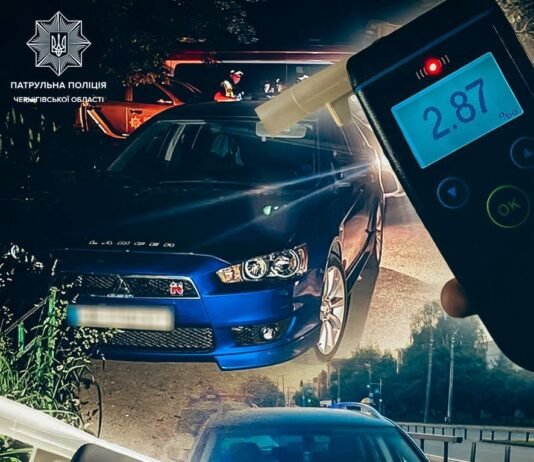 У Чернігові зупинили двох нетверезих водіїв: у жінки виявили 2,87 проміле алкоголю, у чоловіка — 2,50