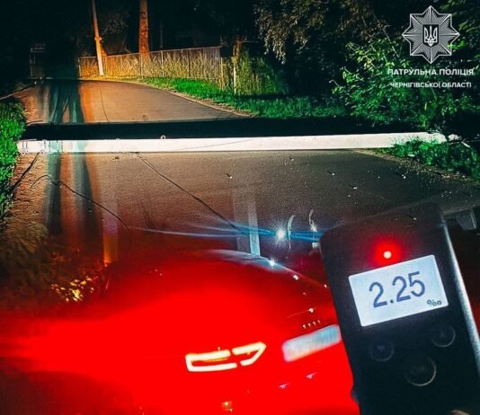 У Чернігові п’яний водій Audi врізався у два стовпи: у крові виявили 2,25 проміле