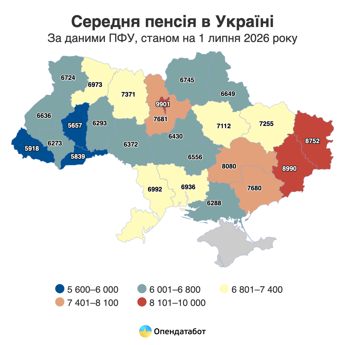 Середня пенсія на Чернігівщині становить майже 6,8 тисячі гривень