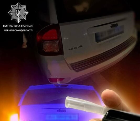 На дорозі Чернігів-Славутич зупинили Jeep із несправною фарою: водій виявився п’яним